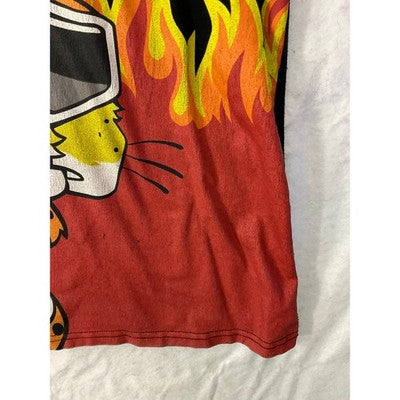 Cheetos Flamin Hot Graphic T-Shirt Mens Large Black Chester Cheetah Flame Tee