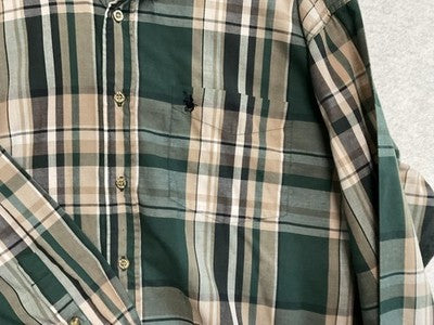 Knights Of Round Table Shirt Mens 2XL Green Plaid Button Down Long Sleeve Casual