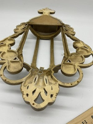 Gold Resin Wall Vase Large Scroll Woven Basket Planter Hanging Floral Decor MCM