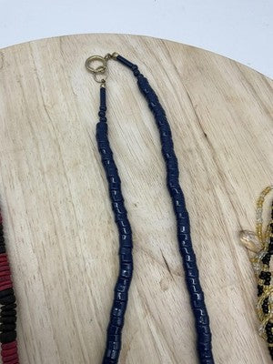 Lot 3 Beaded Necklace Womens Multicolor Layered Blue Black Yellow Jewelry Set