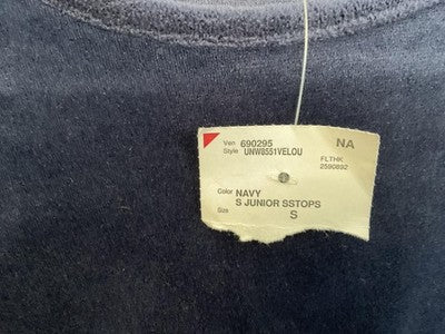 Urban Nation Shirt Juniors Small Navy Blue Velour Crop Top Crewneck