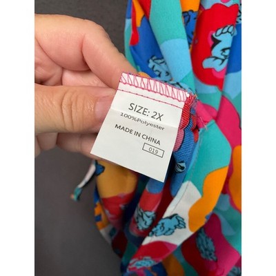 Women’s 2X Bright Floral Blouse Pullover Top Boho Lightweight