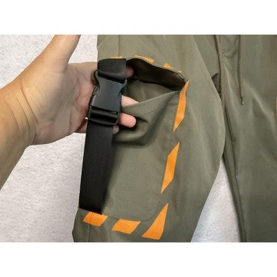 SMOKEASH Cargo Pants Mens S Drawstring Pockets Streetwear Imitation Silk Cotton