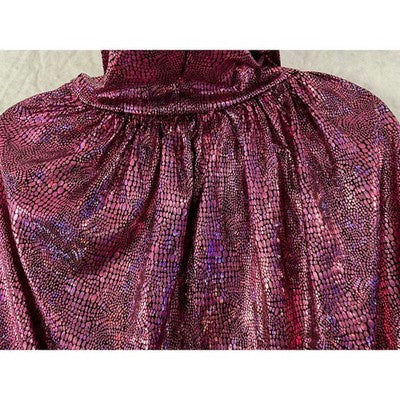 Hooded Cape Costume XL Pink Metallic Snakeskin Foil Full Length Cosplay