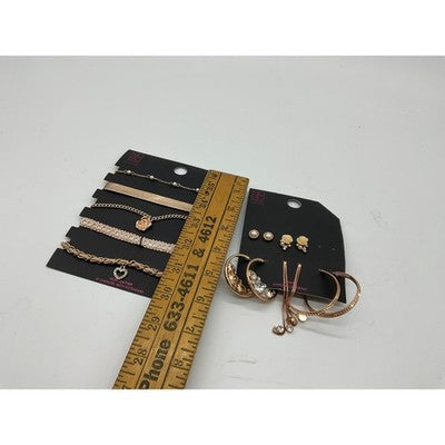 No Boundaries Jewelry Set Women OS Rose Gold Choker Necklace Earring Bundle