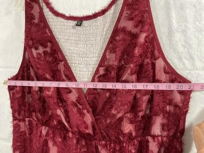 RWJ Dress Womens 3XL Red Lace Floral Sleeveless V Neck Maxi Lined A Line Party