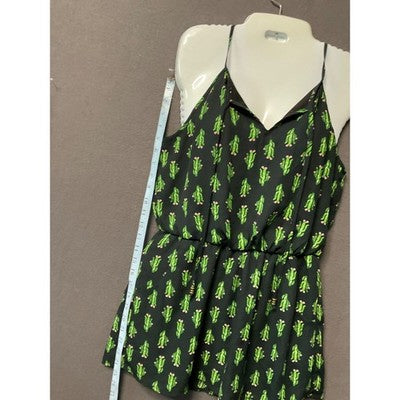AS U WISH Cactus Succulent Plants Print Sleeveless Romper Small Womens