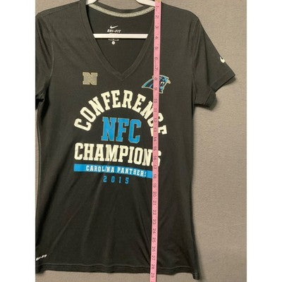 Nike Dri-Fit Panthers NFC Champs 2015 Shirt Women's L Black Football Tee
