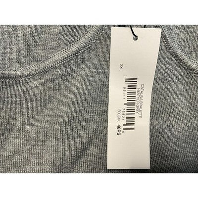 The Drop Catalina Bralette Women 2XL Heather Grey Adjustable Strap Knit Crop Top