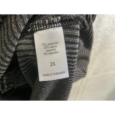 Maurices 24/7 Knit Dress Womens 2X Black Grey Striped Drawstring Waist Pockets