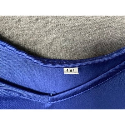 Royal Blue Cold Shoulder Top Size 1XL Stylish Gold Buckle Straps Casual