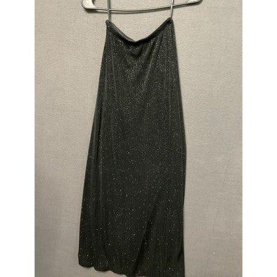 Glitter Sparkle Black Vintage Long Skirt Small Holiday Party Glam Goth READ