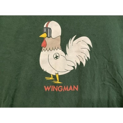 Wingman Chicken Shirt Mens 3XL Green Funny Rooster Pilot Aviator Graphic Tee