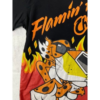 Cheetos Flamin Hot Graphic T-Shirt Mens Large Black Chester Cheetah Flame Tee