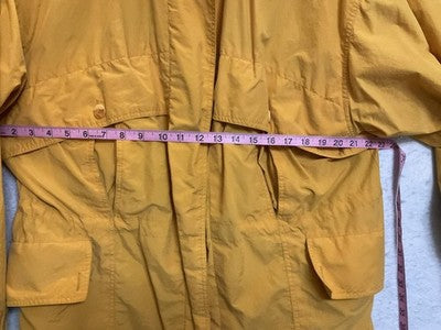 Larry Levine Jacket Womens Medium Yellow Twill Parka Zip Pockets Drawstring