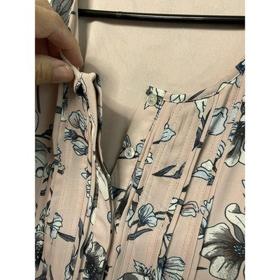 DR2 Dress Womens Medium Floral Sleeveless Pleated Lined Button Front Polyester