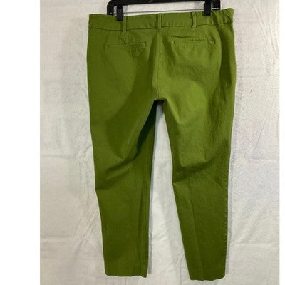 7th Avenue Ankle Pants Women 14 Olive Green Slim Tapered Stretch Work Trousers