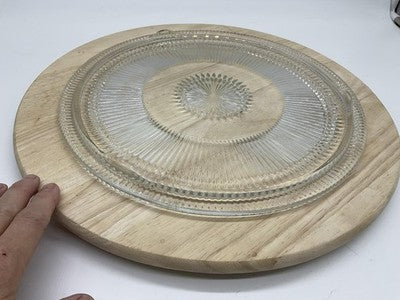 Vintage Clear Pressed Glass Round Cake Plate Replacement Striped Contemporary