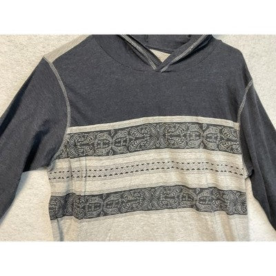 Overdrive Hoodie Mens Extra Large Gray Black Paisley Stripe Lightweight Pullover