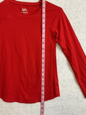 Justice Shirt Girls 10 Red Long Sleeve Crew Neck Solid Basic Stretch Top