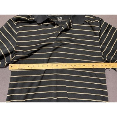 Champion Polo Shirt 2X Black Tan Striped Short Sleeve Collared Golf