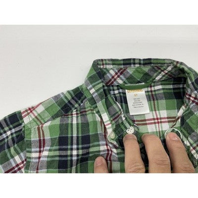 Gymboree Shirt Carter's Hoodie Youth 5T Green Plaid Short Sleeve Maroon Blue Lot