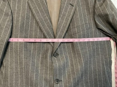 VTG Hugo Boss Suit Men 44L Gray Wool Cashmere Pinstripe Designer Pants 37x30 USA