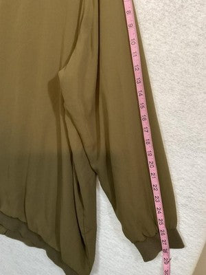 Forever 21 Jacket Womens 3X Green Bomber Lightweight Zip Front Pocket Plus Size