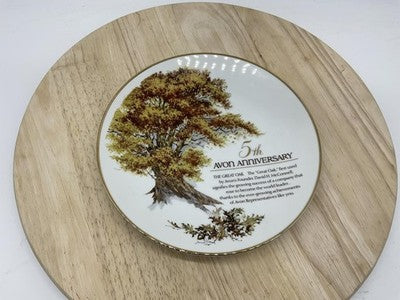 Avon 5th Anniversary Oak Commemorative Award Porcelain Plate 1993 Japan 22K Gold