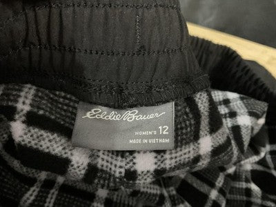 Eddie Bauer Pants Womens 12 Black Fleece Lined Jogger Zipper Pockets Cuffed