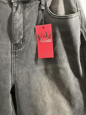 EMMIOL Jeans Womens 31 Gray High Rise Wide Leg Fleece Lined Denim Pants Winter