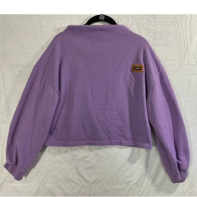Shein Sweatshirt Women Large Purple Cropped Mock Neck Relaxed Streetwear