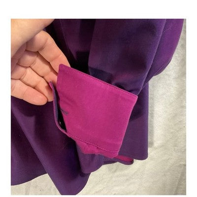 Coldwater Creek Button Down Shirt Womens 2X Purple No Iron Cotton Blouse V-Neck