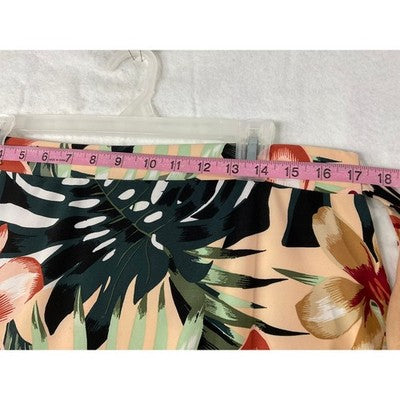 Melissa Paige Skirt Womens Large Multicolor Tropical Floral A-Line Midi Travel