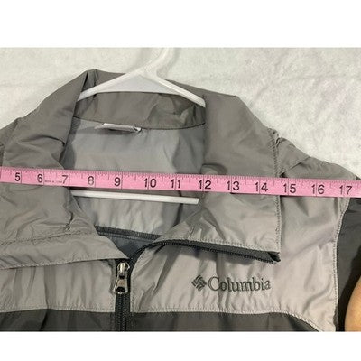 Columbia Windbreaker Jacket Mens Small Gray Full Zip Mesh Lined Hiking Coat