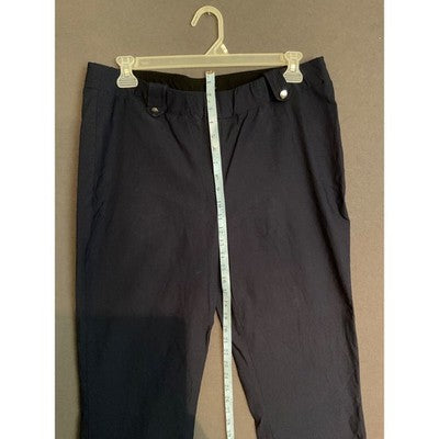 Zoe & Phoebe Women's Navy Cropped Pants XL Rayon Blend Button Hem Detail