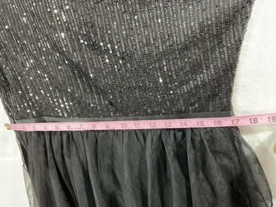 Berylove Dress Womens 2XL Black One Shoulder Sequin Tulle Fit Flare Party NWT