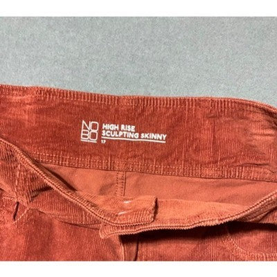 No Boundaries Pant Womens 17 High Rise Sculpting Corduroy Rust Color