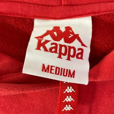 Kappa Cropped Hoodie Womens Medium Red Colorblock Logo Streetwear Pullover