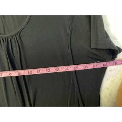 Ekouaer Maternity Top Women Large Black Ruched Side Pleated Scoop Neck Tunic