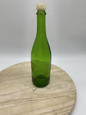 Unmarked Green Pressed Glass Tumbler Bottle With Lid Stopper Kitchen Bar Decor