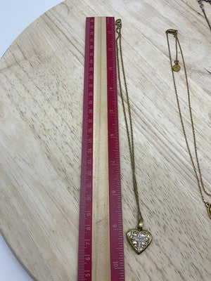 Lot 3 Mixed Brand Necklaces Gold Tone Heart Cross MK Teardrop Womens Jewelry