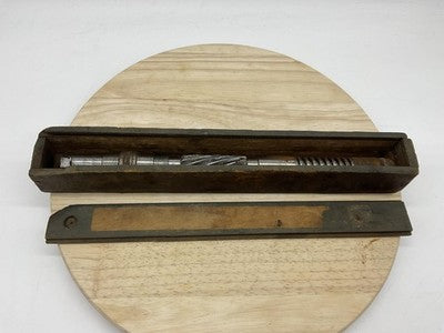 Vintage Adjustable Machine Reamer Metal Cutting Tool With Wood Storage Box