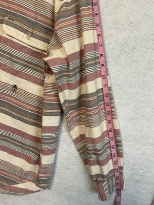 VTG Tommy Hilfiger Shirt Mens Medium Beige Striped Long Sleeve Button Up Casual