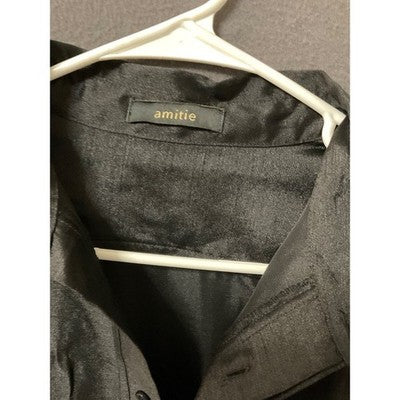 Amitie Black Polyester Blouse Lightweight Long Sleeve Size S Romantic Dark Goth