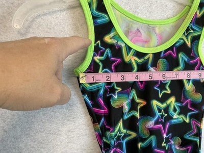 VGT Destira Leotard Girl L Multicolor Neon Stars Hearts Gymnastics One Piece USA