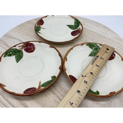 VTG Franciscan Apple Saucer Set of 3 - 6" Plates Hand Decorated California USA