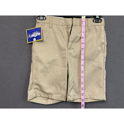 A+ School Uniform Shorts Boys 4 Flat Front Adjustable Waist Cotton Blend Uniform