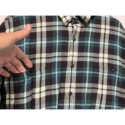 Sonoma Goods For Life Shirt Mens 3XLT Teal Plaid Flannel Button Down Long Sleeve
