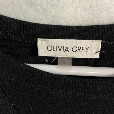 Olivia Grey Dress Womens Large Black Sleeveless Twist Front Sheath Knee Length